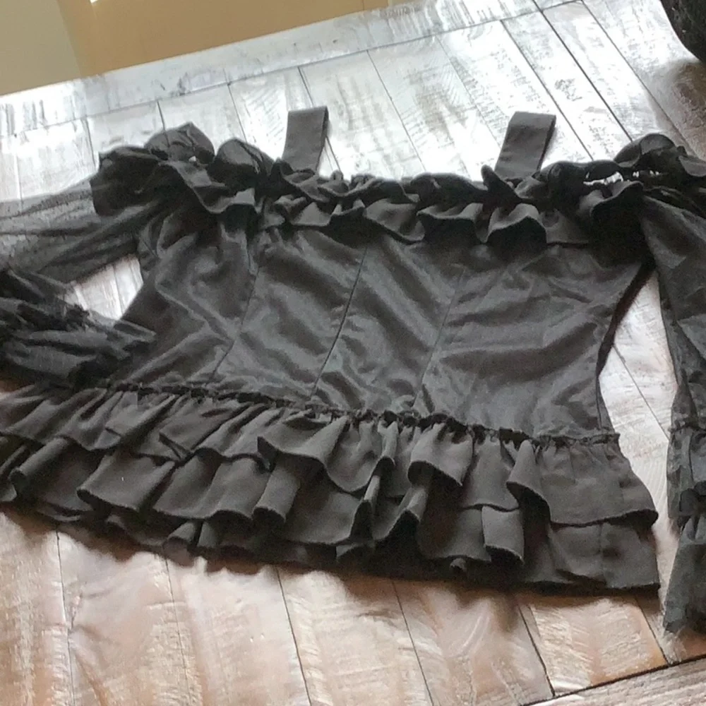 Black Lace Tiered Blouse
